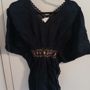 Chic Black Blouse with Vibrant Embroidery